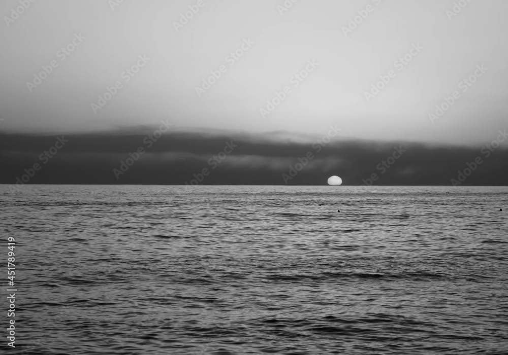 Black and White Sunset Photo on Beach