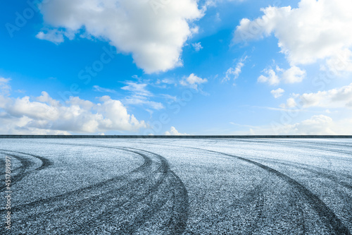 Empty and clean asphalt road and sky landscape in summer, Asia