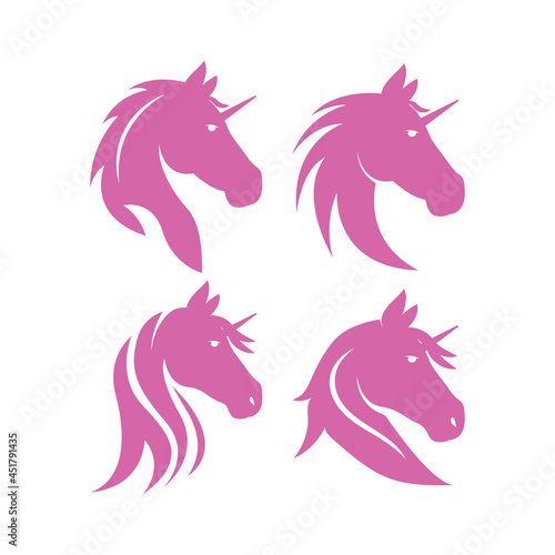 Unicorn head icon set design illustration template