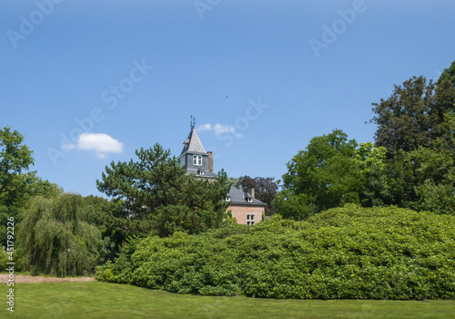 Fragment of a neo-Romanesque castle in the Bocrijk park in Belgium. built in 1891 photo