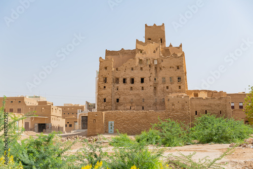 traditional stone-made houses of shibam hadramaut in yemen photo