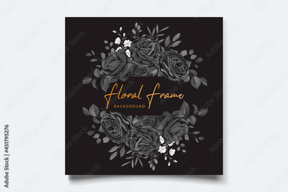 hand drawn black roses invitation card set hand drawn black roses invitation card set