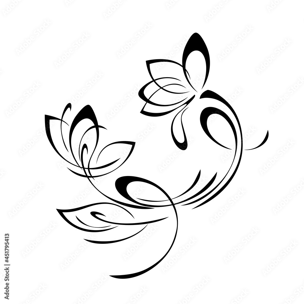 ornament 1934. decorative element with stylized flowers on stems with leaves and curls. graphic decor ornament 1934. decorative element with stylized flowers on stems with leaves and curls. graphic decor