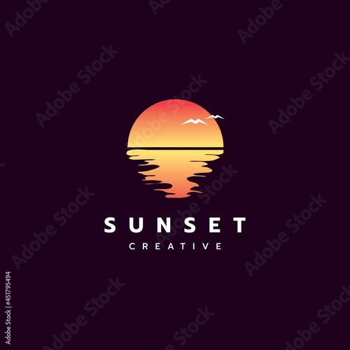 Sunset logo design illustration vector template