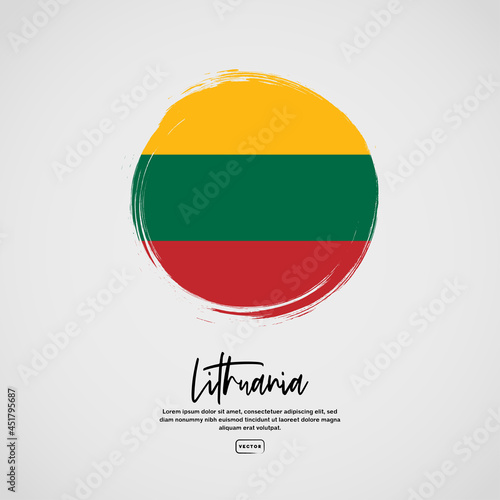 Free Download Flag of Lithuania with brush stroke effect and text - GFXLoad