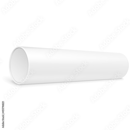 Cardboard Paper Tube Tubus Cilinder Box Container Packaging. Food, Gift. Illustration Isolated On White Background. Mock Up Template Ready For Your Design. Product Packing Vector EPS10