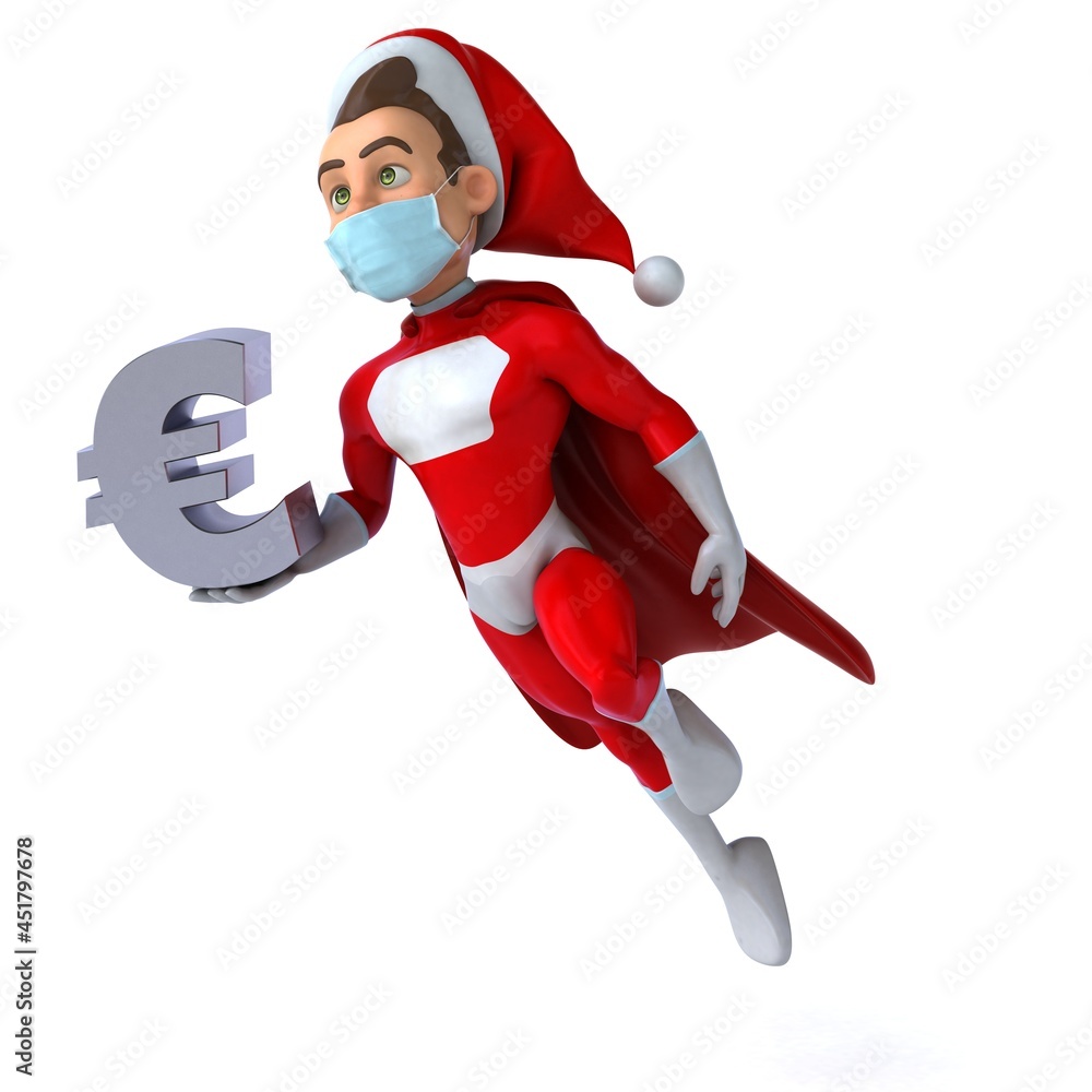 Fun 3D illustration of a cartoon Santa Claus with a mask Fun 3D illustration of a cartoon Santa Claus with a mask