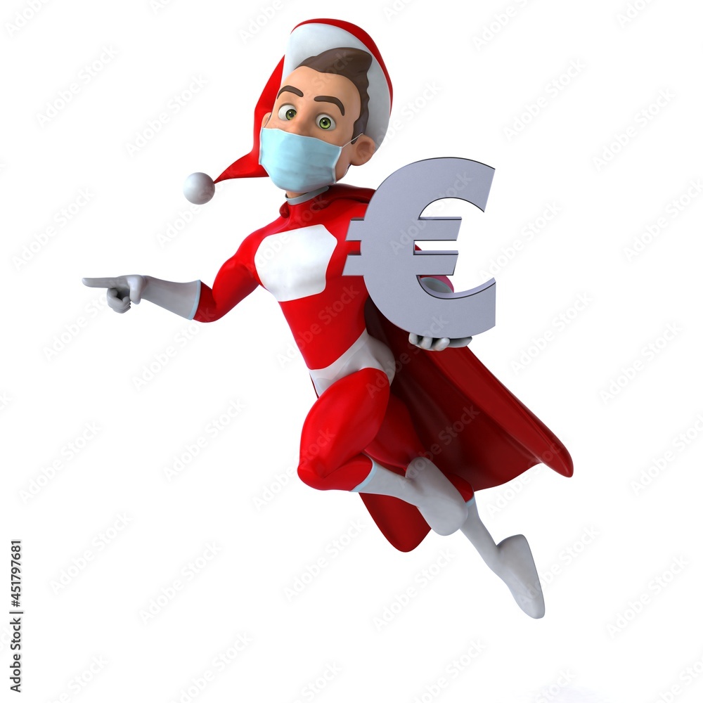 Fun 3D illustration of a cartoon Santa Claus with a mask Fun 3D illustration of a cartoon Santa Claus with a mask