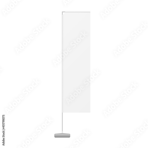 White Outdoor Feather Blade Straight Feather Flag, Stander Advertising Banner Shield. Illustration Isolated On White Background. Mock Up Template Ready For Your Design. Product Packing Vector EPS10