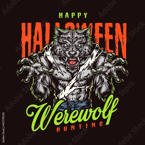 Halloween night vintage colorful design