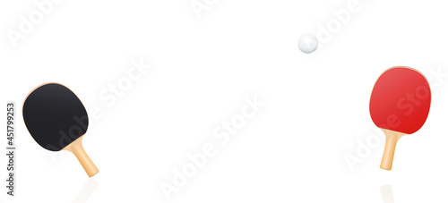Ping pong game, two bats playing table tennis. Symbol for sporting competition, match, rivalry, battle, fight or for psychological back and forth effect. Vector illustration on white background.
