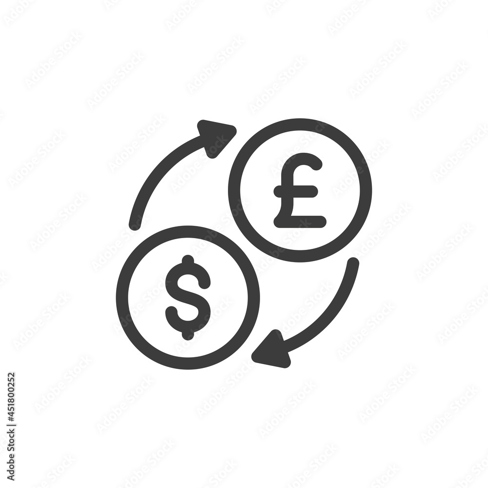 Dollar and British pound signs with arrows. Currency exchange concept. Dollar and British pound signs with arrows. Currency exchange concept.