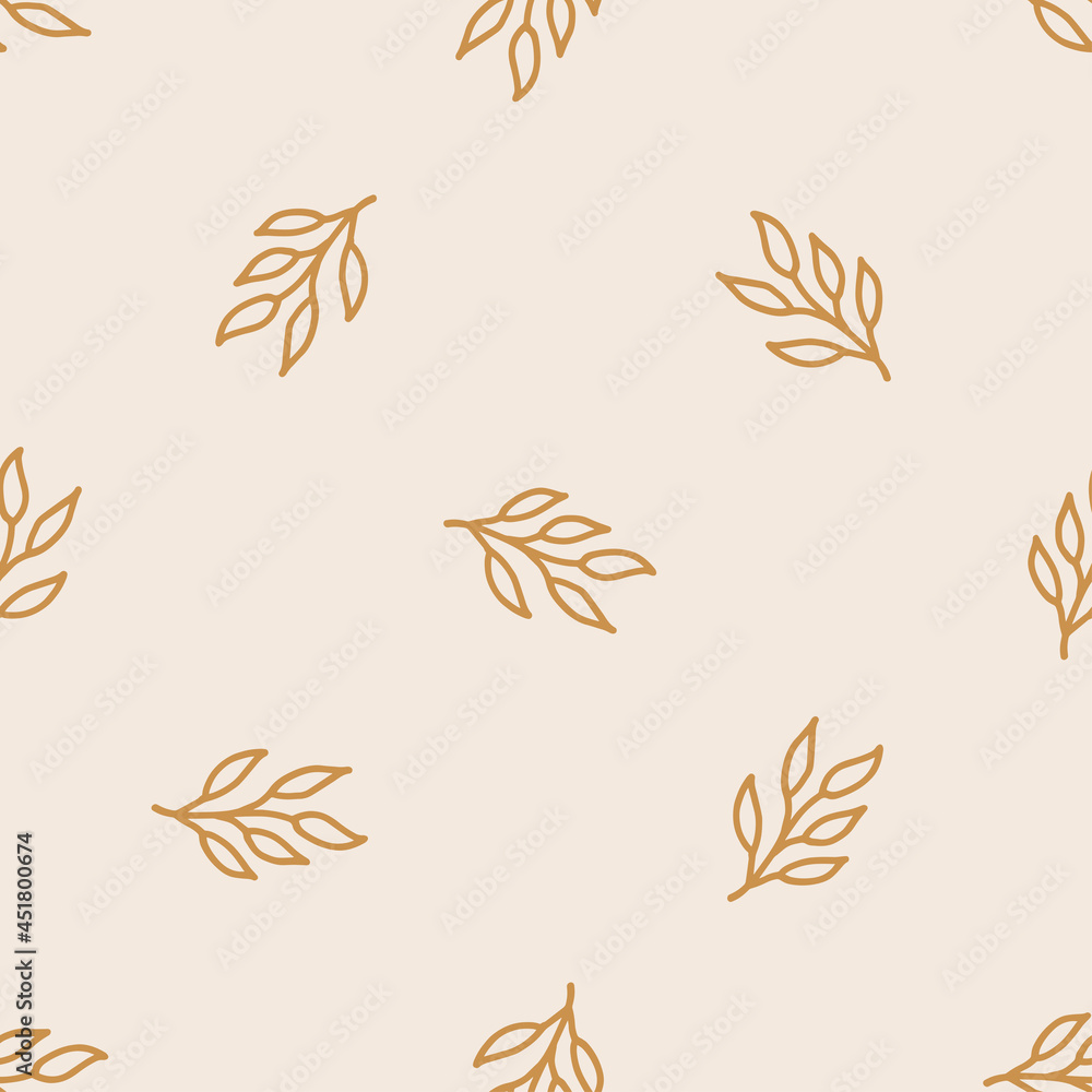 Seamless pattern with hand-drawn leaves Seamless pattern with hand-drawn leaves