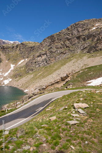 mountain roads between Ceresole Reale and the Nivolet hill in Piedmont in Italy