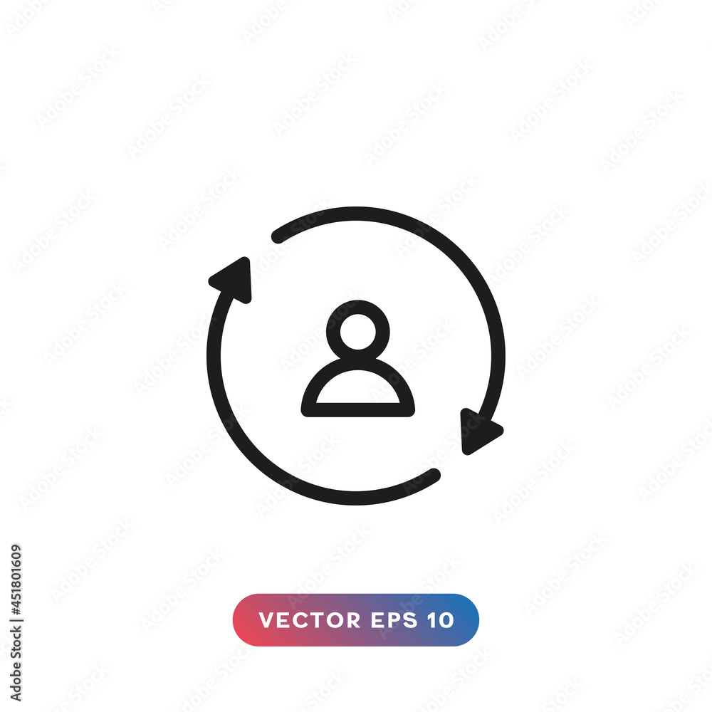 Switch user icon. Vector icon with a person and two arrows. Switch user icon. Vector icon with a person and two arrows.