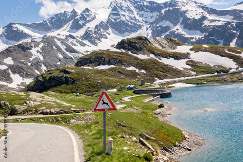 mountain roads between Ceresole Reale and the Nivolet hill in Piedmont in Italy photo