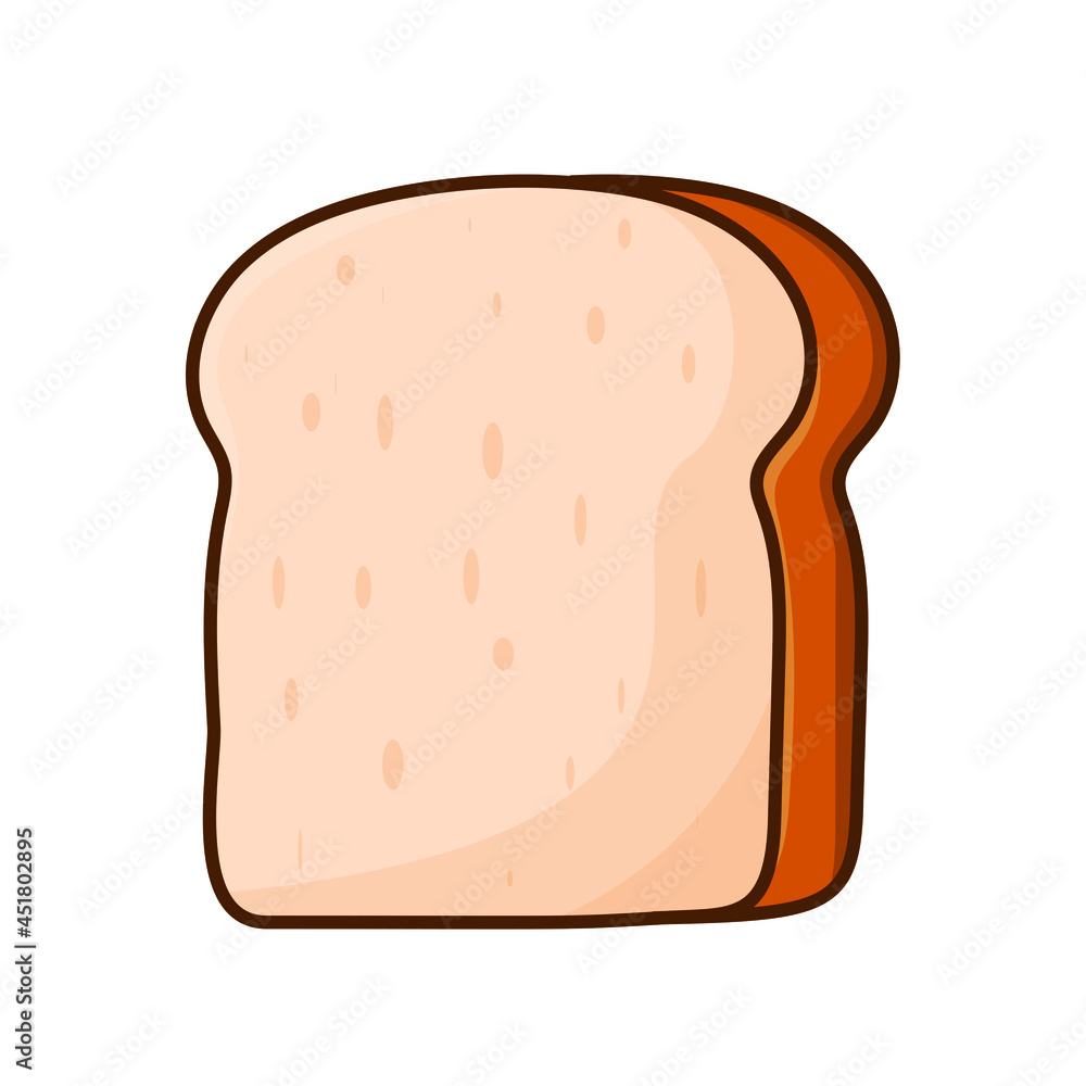 White bread illustration simple vector. sliced bakery brown isolated vector food