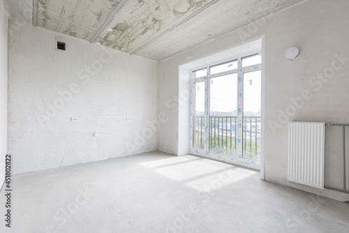 interior of the apartment without decoration in gray colors