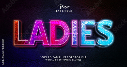 Ladies editable text effect, colorful and textured text style