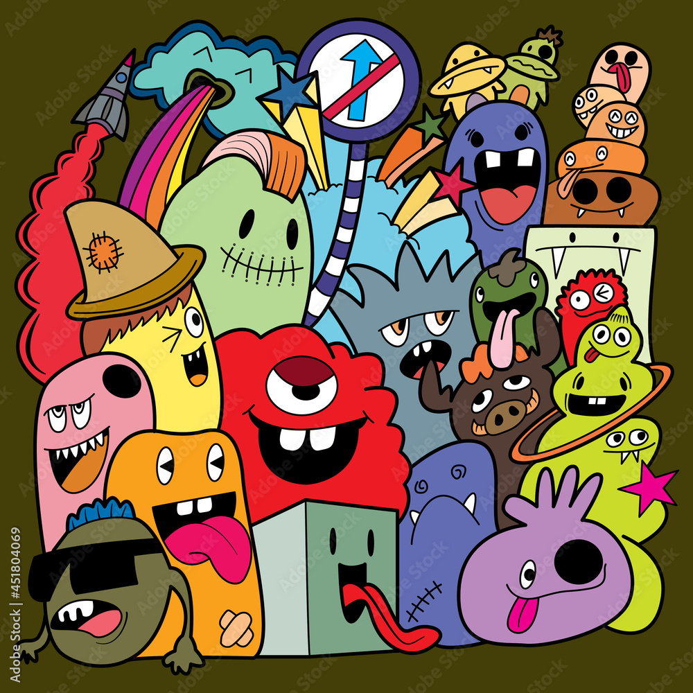 Cartoon monsters collection. set of cartoon monsters group Cartoon monsters collection. set of cartoon monsters group