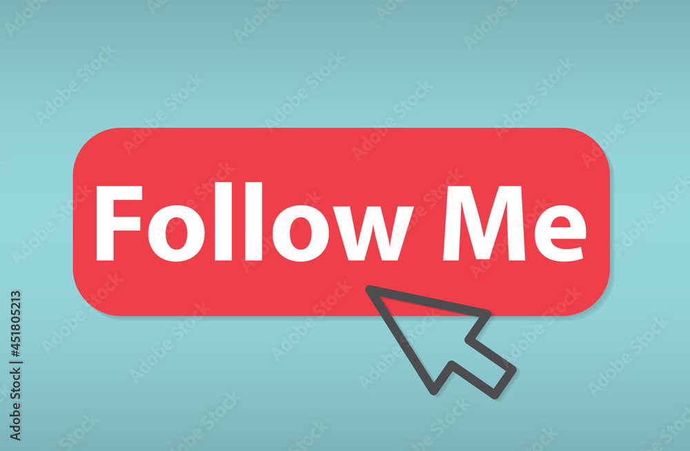 mouse cursor clicking follow me button - vector illustration mouse cursor clicking follow me button - vector illustration