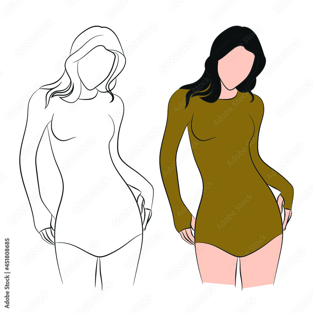 Silhouette of beautiful woman body vector illustration. Beautiful curvy