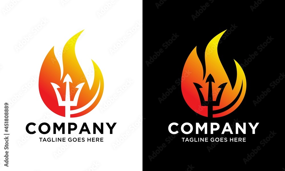 fire flame red devil trident vector logo design vector template. fire flame red devil trident vector logo design vector template.