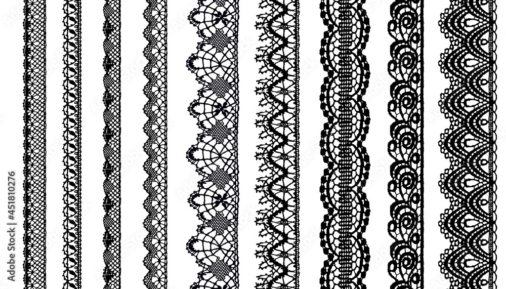 Trim Lace Ribbon for Decorating .Jacquard Mesh Lace Fabric.Vector seamless  pattern. Stock Vector