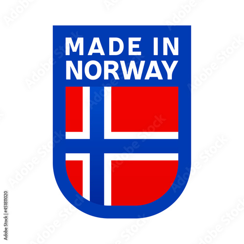 Made in norway icon. national country flag Stamp sticker. Vector illustration Simple icon with flag