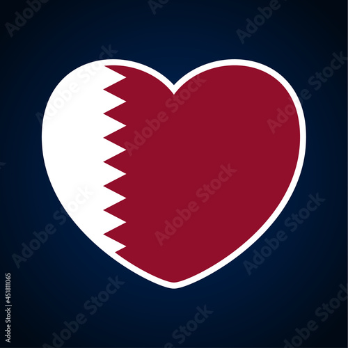 qatar flag in a shape of heart. Icon flat heart symbol of love on the background national flag. Vector illustration.