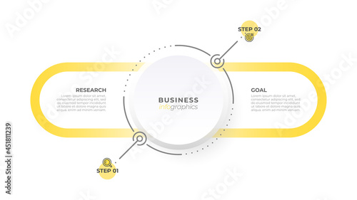 Vector illustration infographic template. Timeline with 2 option or steps. Can be used for workflow layout, diagram, annual report, web design.
