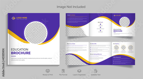 Kids school admission trifold brochure design template Premium Vector