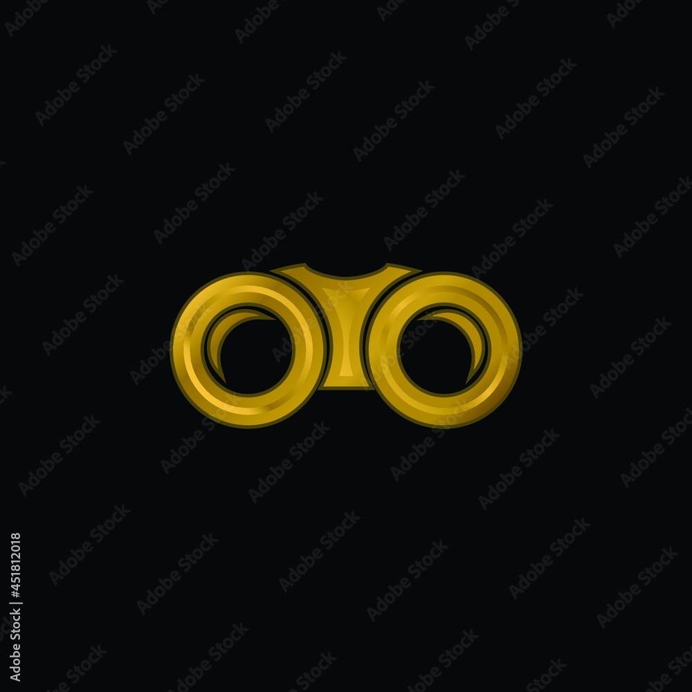 Binoculars gold plated metalic icon or logo vector Binoculars gold plated metalic icon or logo vector