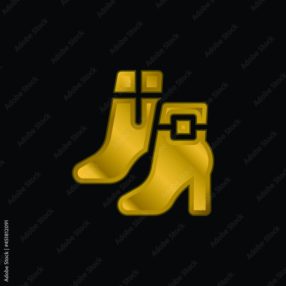 Boots gold plated metalic icon or logo vector Boots gold plated metalic icon or logo vector
