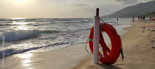 Life belt on the beach