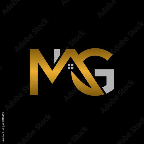 Mg real estate logo design template abstract mg letter logo design