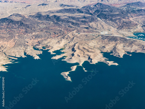 Lake Meade, the shoreline and the newer developments sprouting up as seen from an aerial image photo