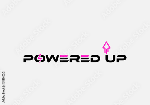 Powered up abstract tech power emblem minimalist logo desgn