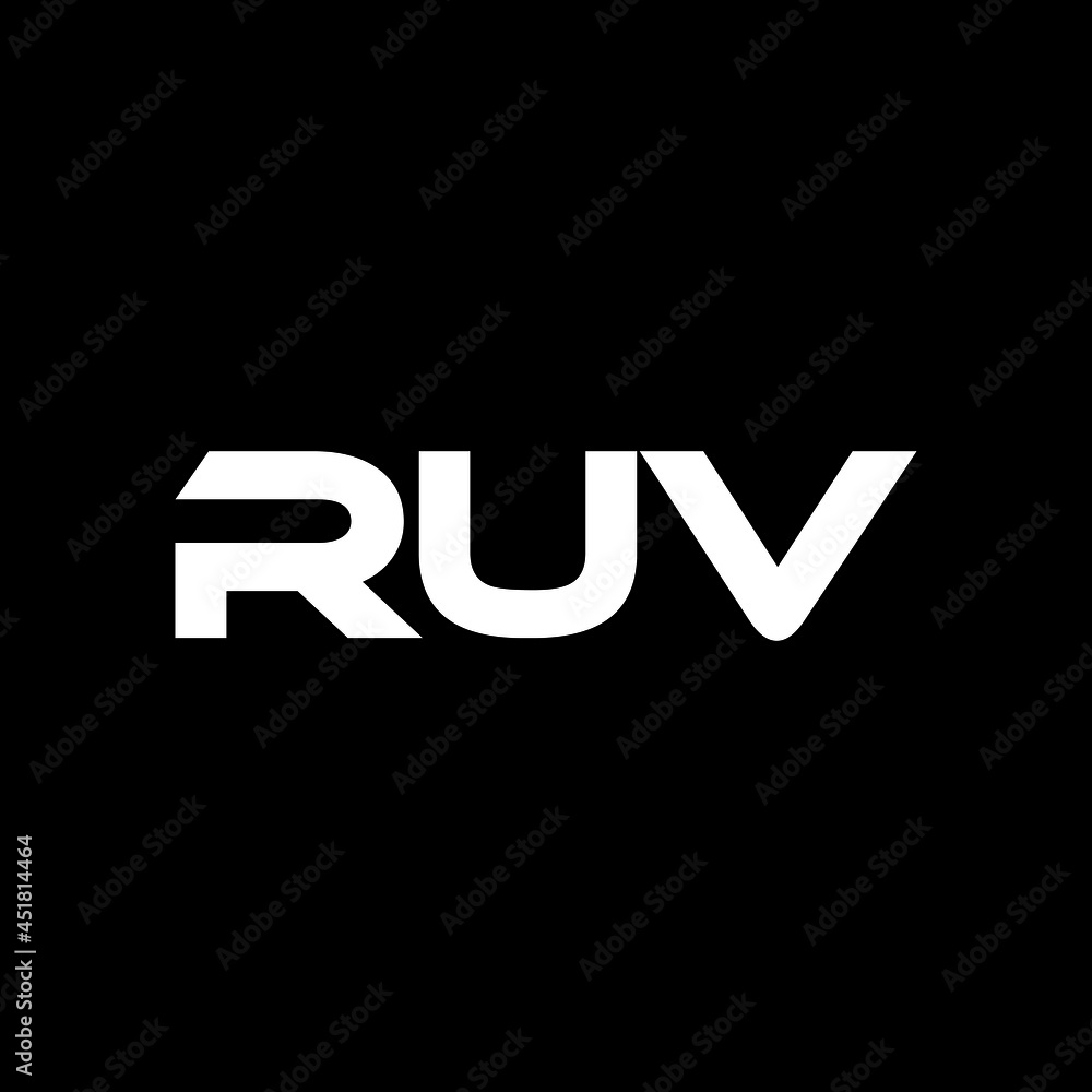 RUV letter logo design with black background in illustrator, vector logo modern alphabet font overlap style. calligraphy designs for logo, Poster, Invitation, etc.