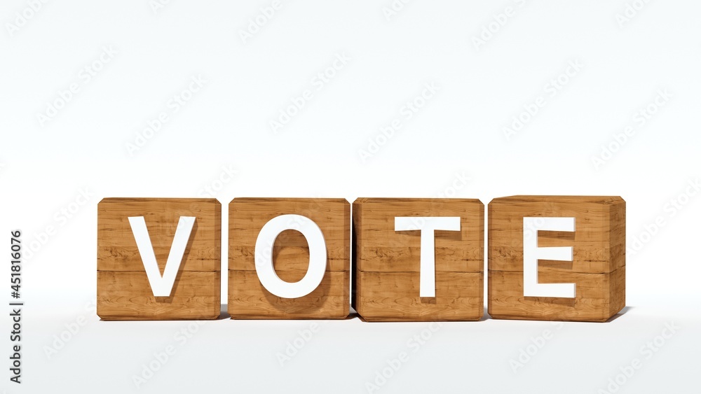 3d blocks with word vote. 3D rendering 3d blocks with word vote. 3D rendering
