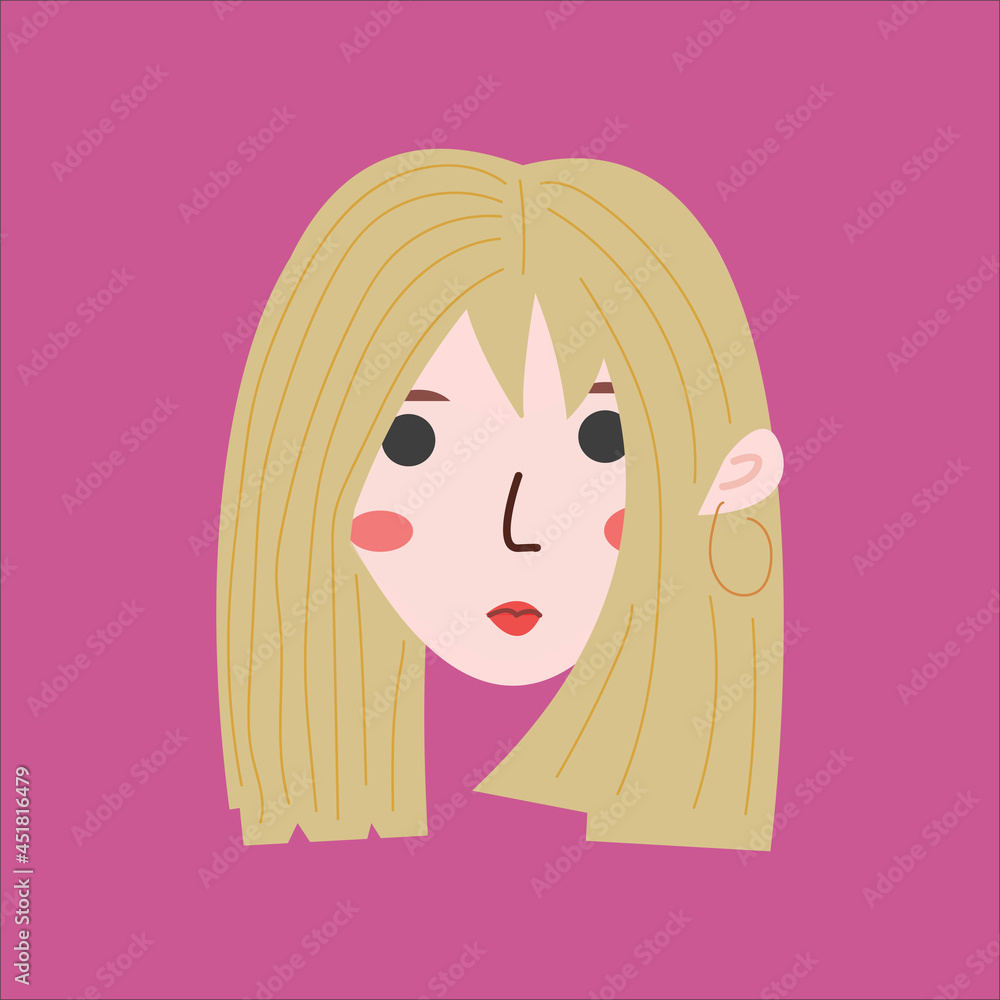 Kawaii woman face vector illustration Kawaii woman face vector illustration