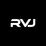 RVJ letter logo design with black background in illustrator, vector logo modern alphabet font overlap style. calligraphy designs for logo, Poster, Invitation, etc.