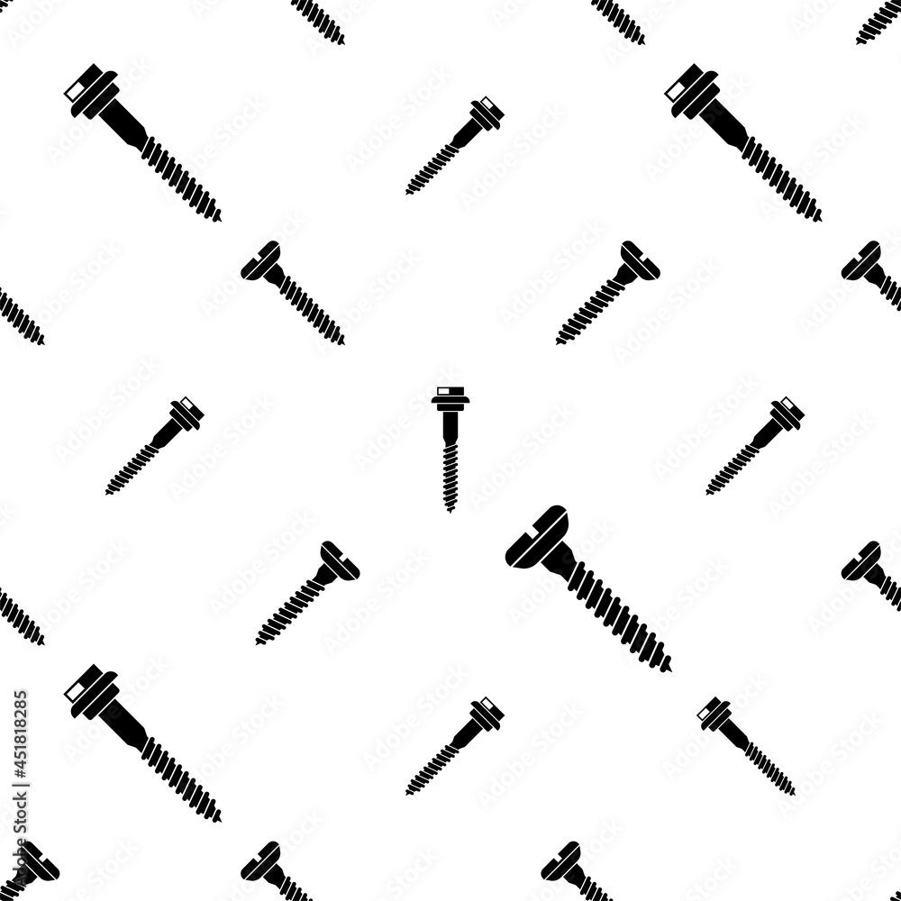 Screw Icon Seamless Pattern, Threaded Pin Fastener Screw Icon Seamless Pattern, Threaded Pin Fastener