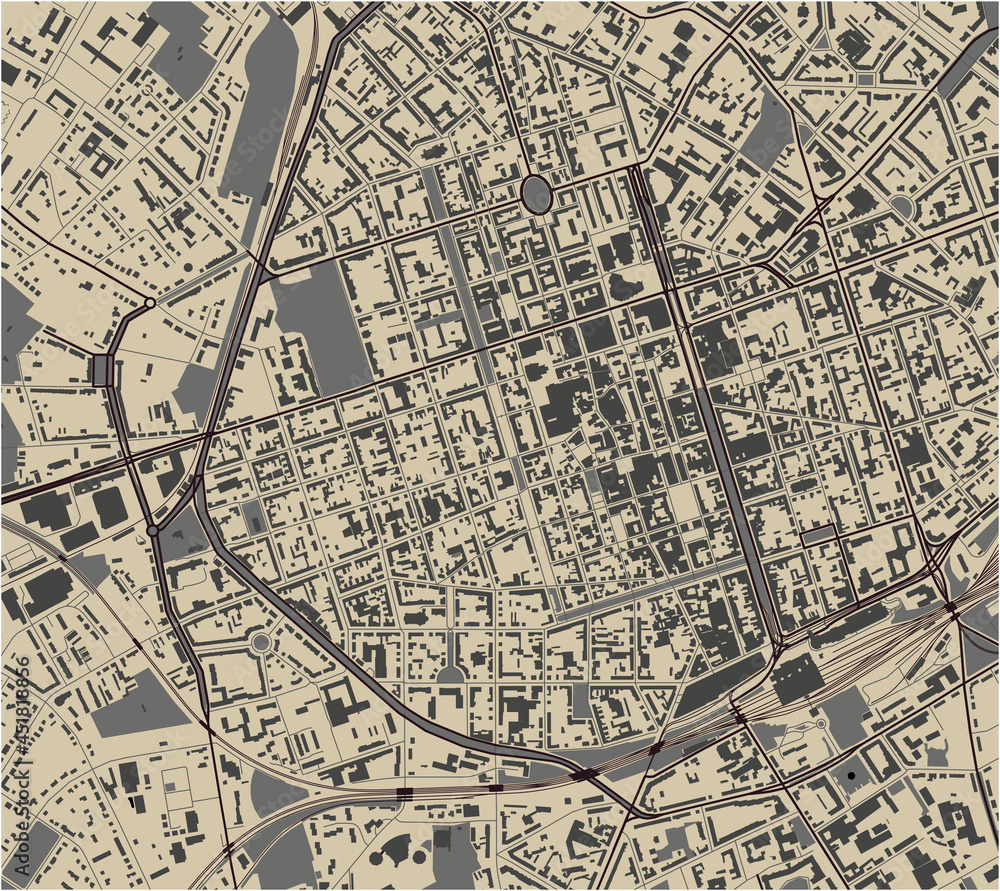 Obraz premium map of the city of Krefeld, Germany