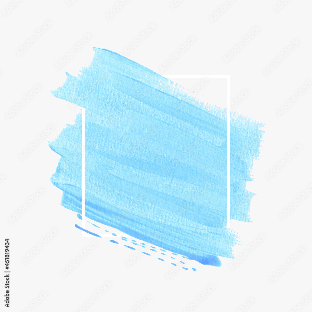 Aqua blue brush paint texture design acrylic stroke over frame vector ...