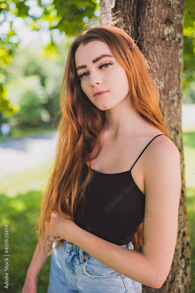 Nice and cool teen girl standing portrait