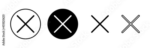 Close icons set. Delete icon. remove, cancel, exit symbol