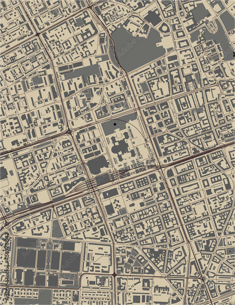 map of the city of of Warsaw, Poland