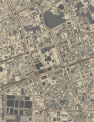 map of the city of of Warsaw, Poland