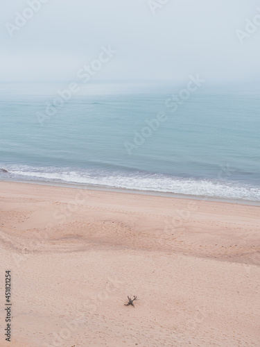 The beach and the ocean as seen from the Cape Cod National Seashore in Wellfleet Massachusetts